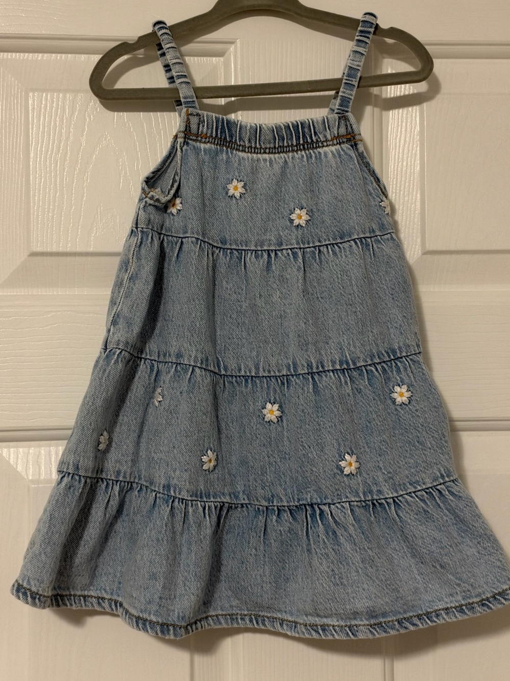 Zara Light Blue Denim Daisy Tiered Sundress toddler 2 Years